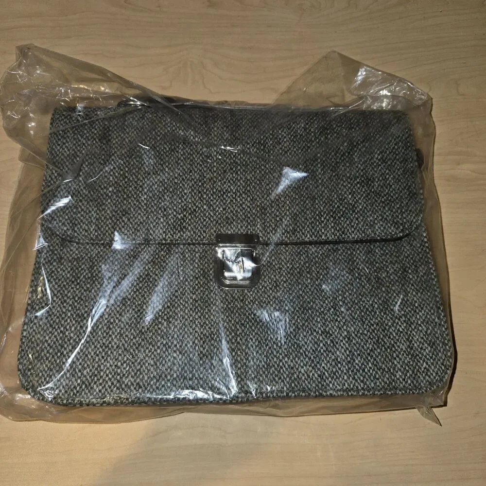Glen Appin Harris Tweed Work Bag Col 3 Deveron Leather Strap Flip Top Briefcase
